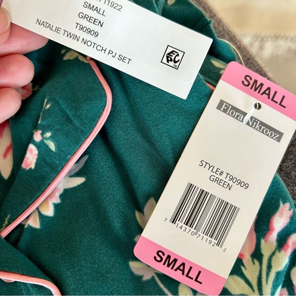 Flora Nikrooz 2-piece Floral Pajama Set, Long Sleeve, Green, Pink, Size S - Picture 8 of 12